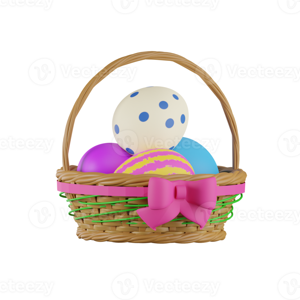 Egg on Basket Easter 3D Illustrations png