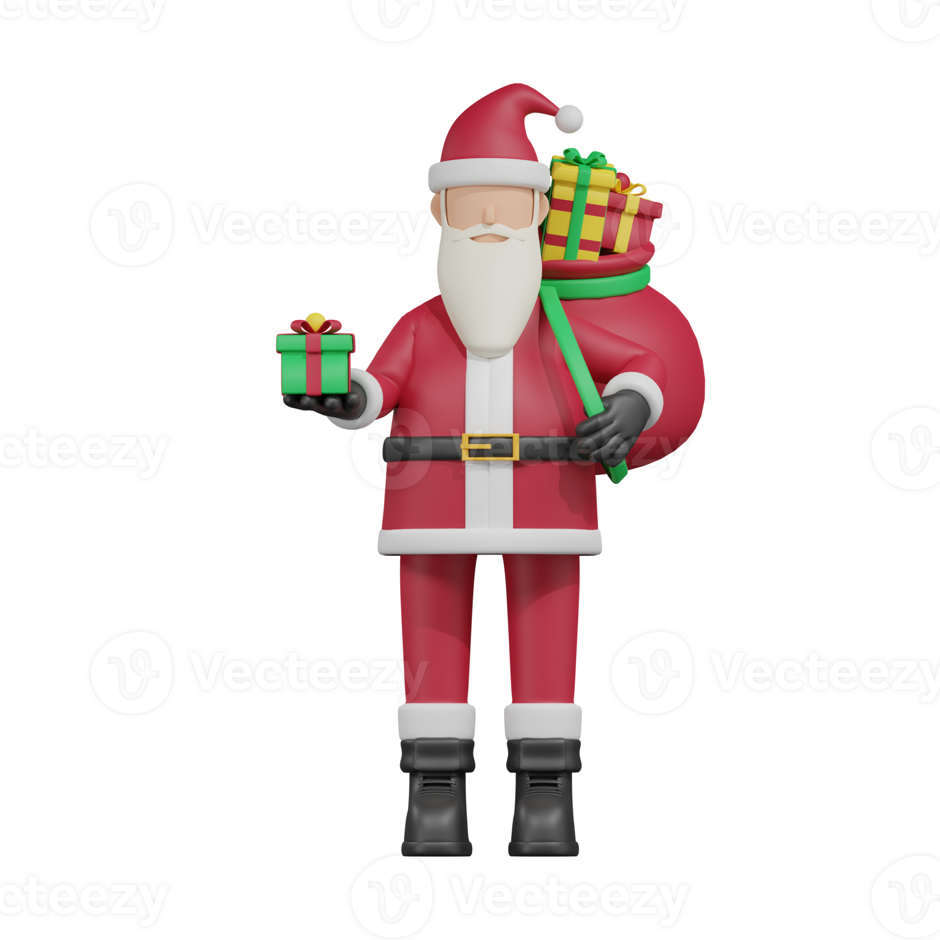 Santa Holding Gift 3D Illustration 27085904 PNG