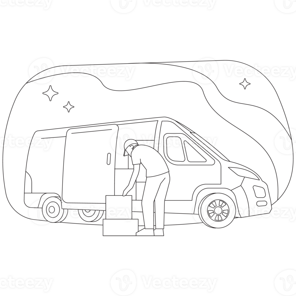 Pick Up Stuff Package Delivery 2D Outline Illustrations png