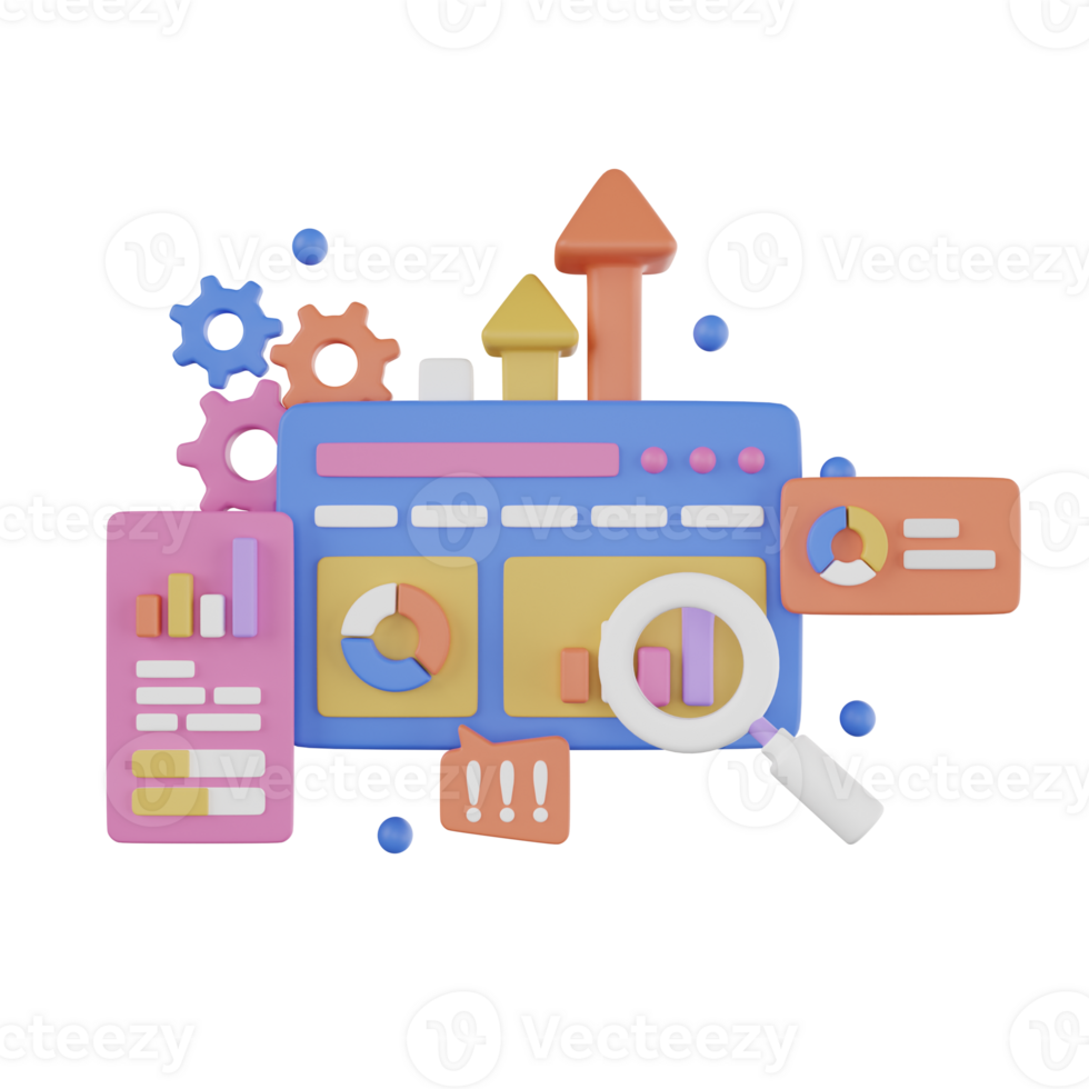 análisis datos digital márketing 3d ilustración png