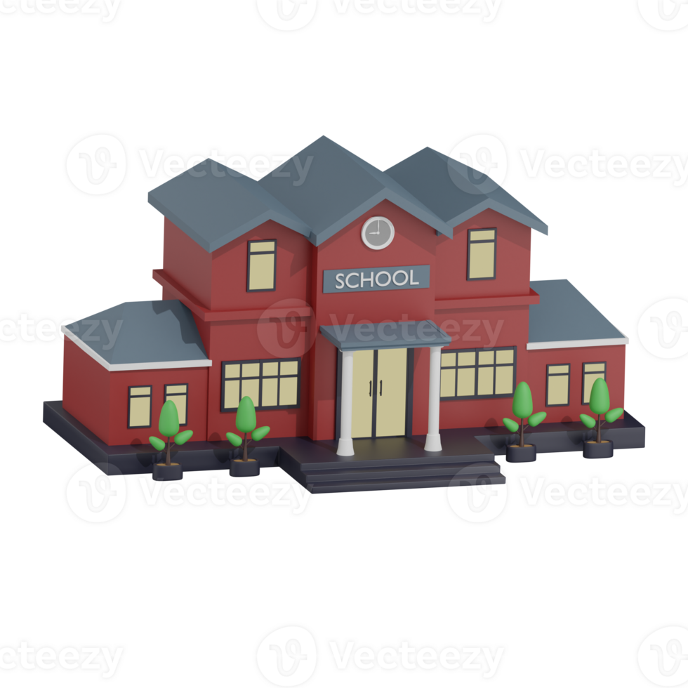 School Building 12 Left Angle 3D Illustration png
