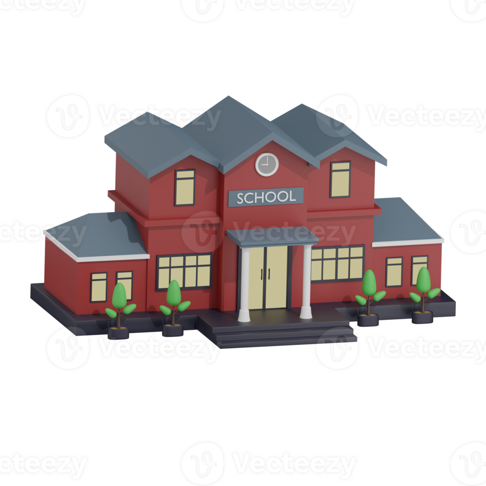 colegio edificio 12 izquierda ángulo 3d ilustración png