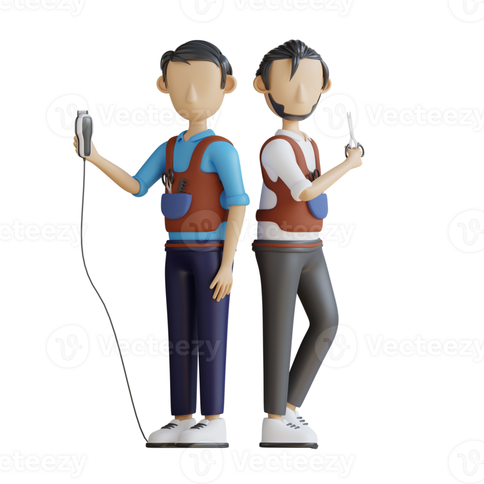 Barber Shop 4 Character 3D Illustrations png