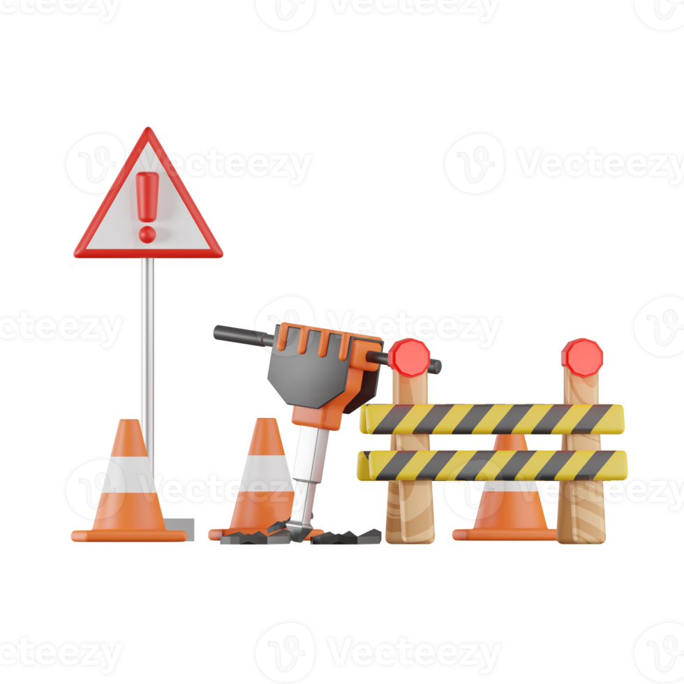 Jackhammer Construction  3D Illustrations png