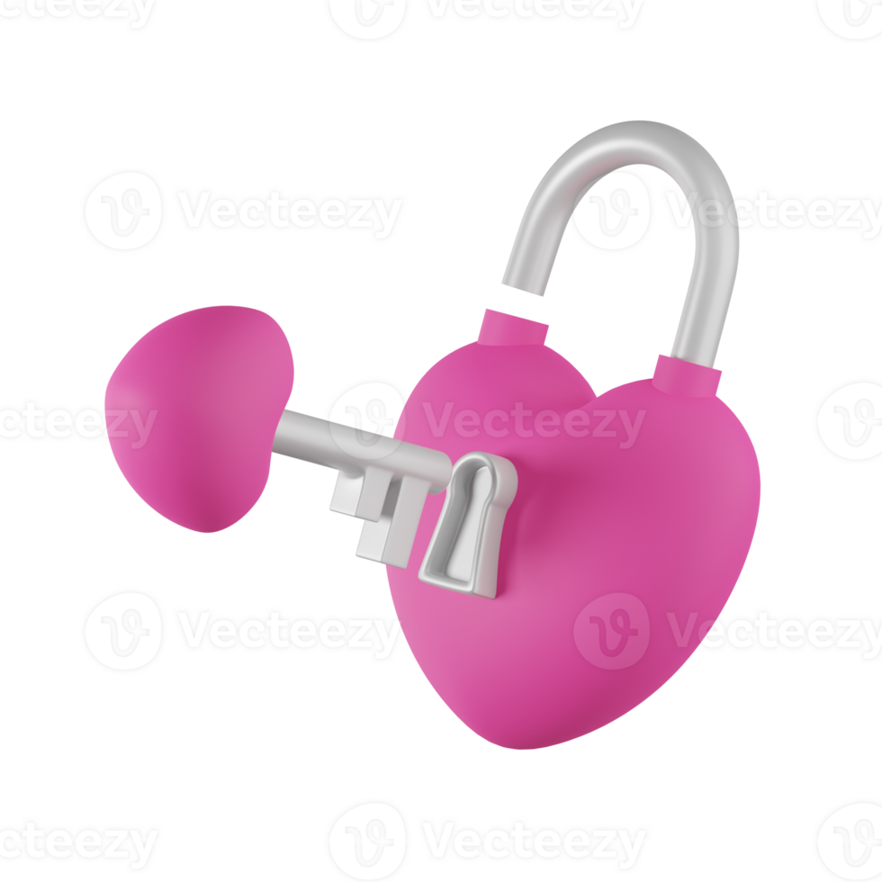 Padlock Valentine 3D Illustration png