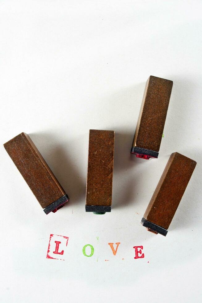 Written, love, with small stamps photo