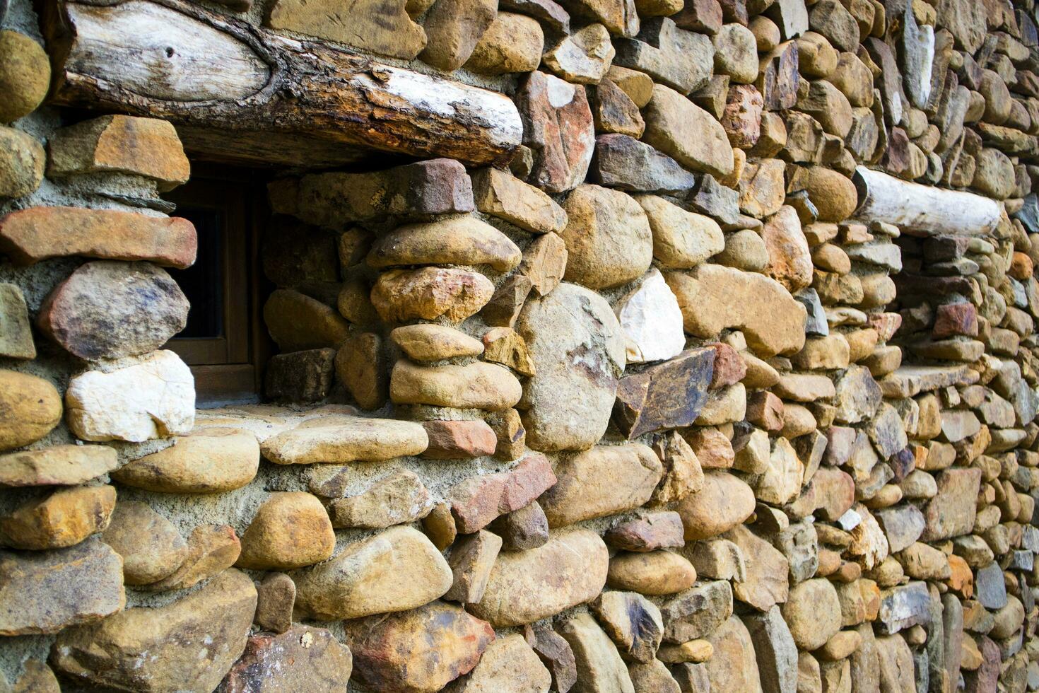 River stone wall photo