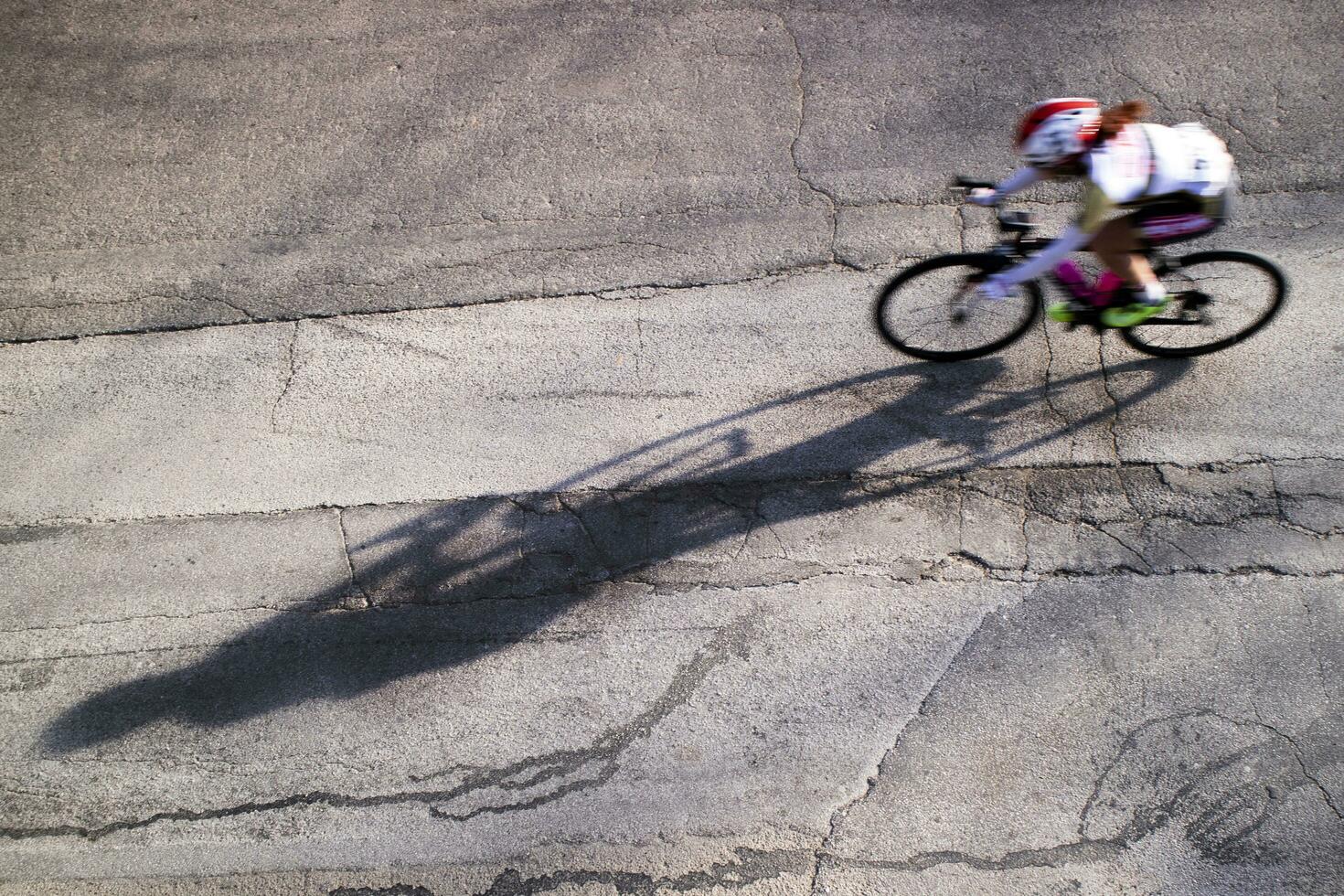 The action during a cycling race photo