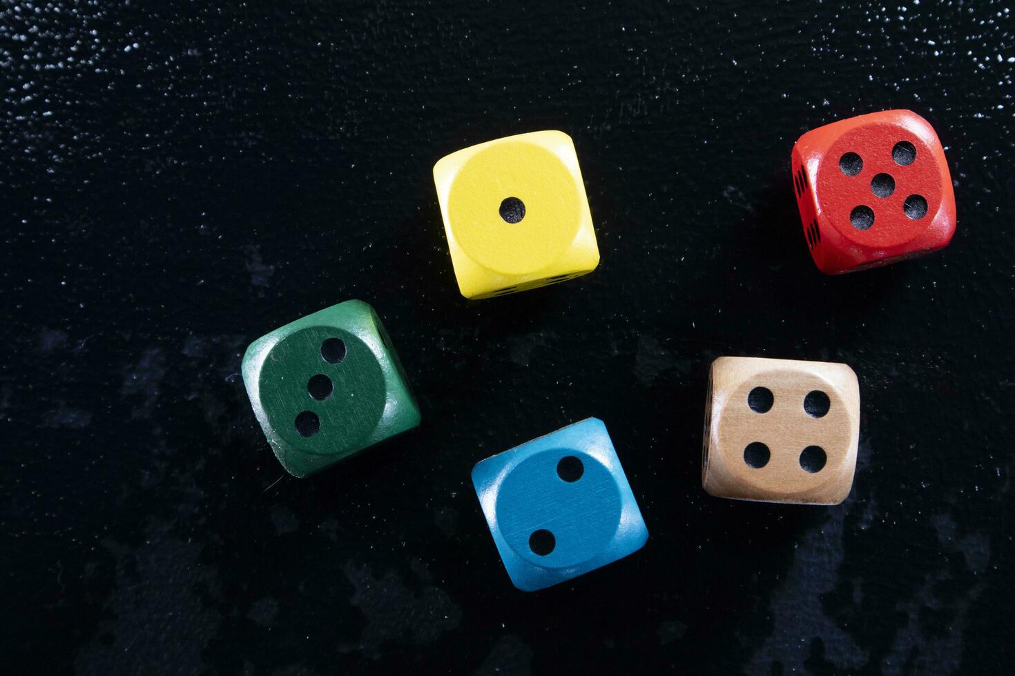 Set of colored playing dice photo