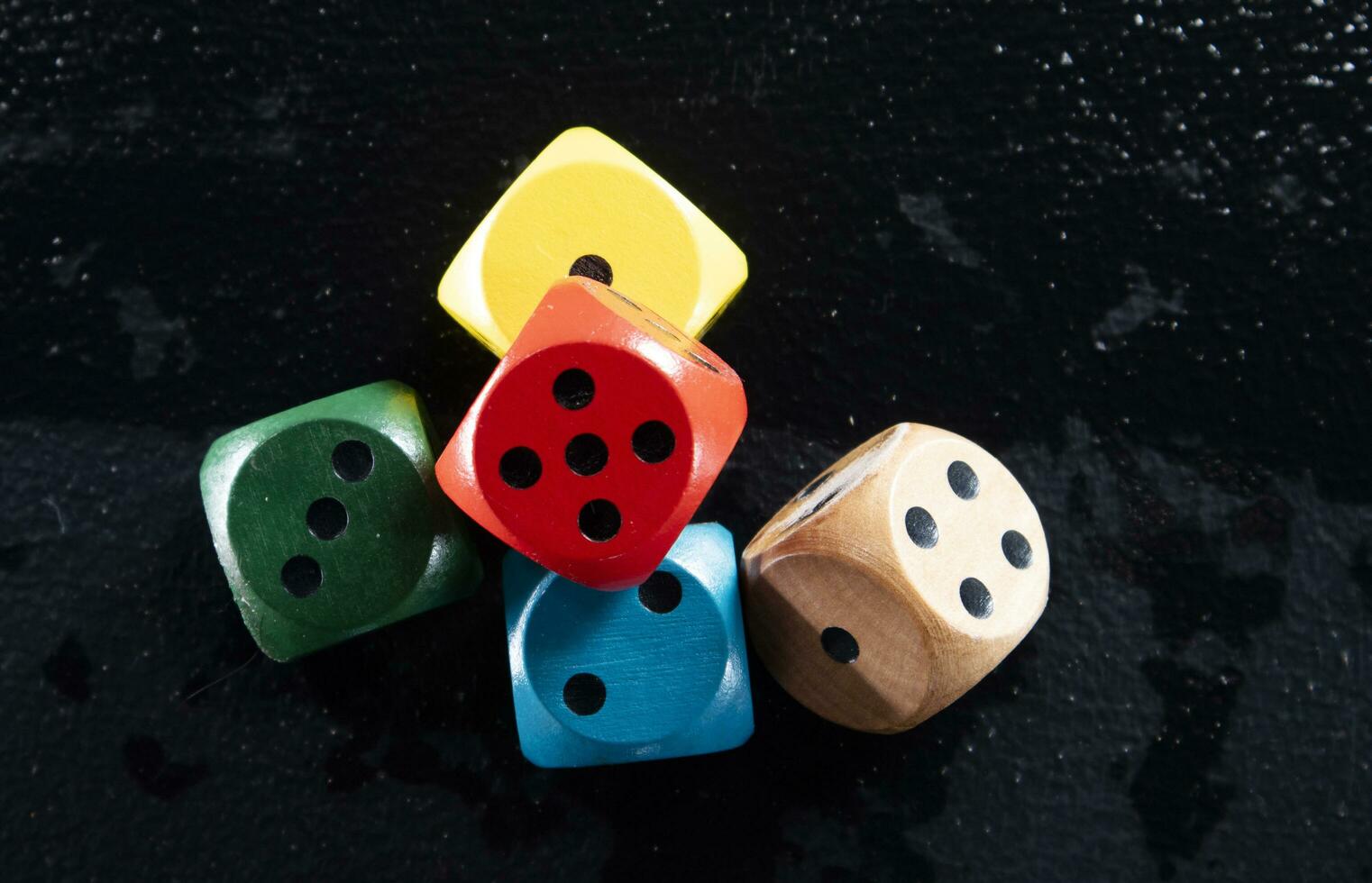 Set of colored playing dice photo