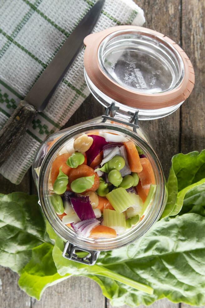 Mixed and raw preparation for vegetable soup photo