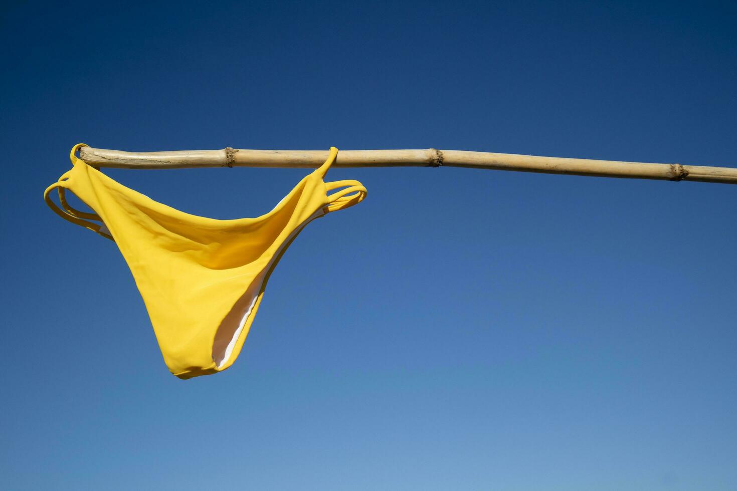 Colorful female swimsuit to dry in the sun photo