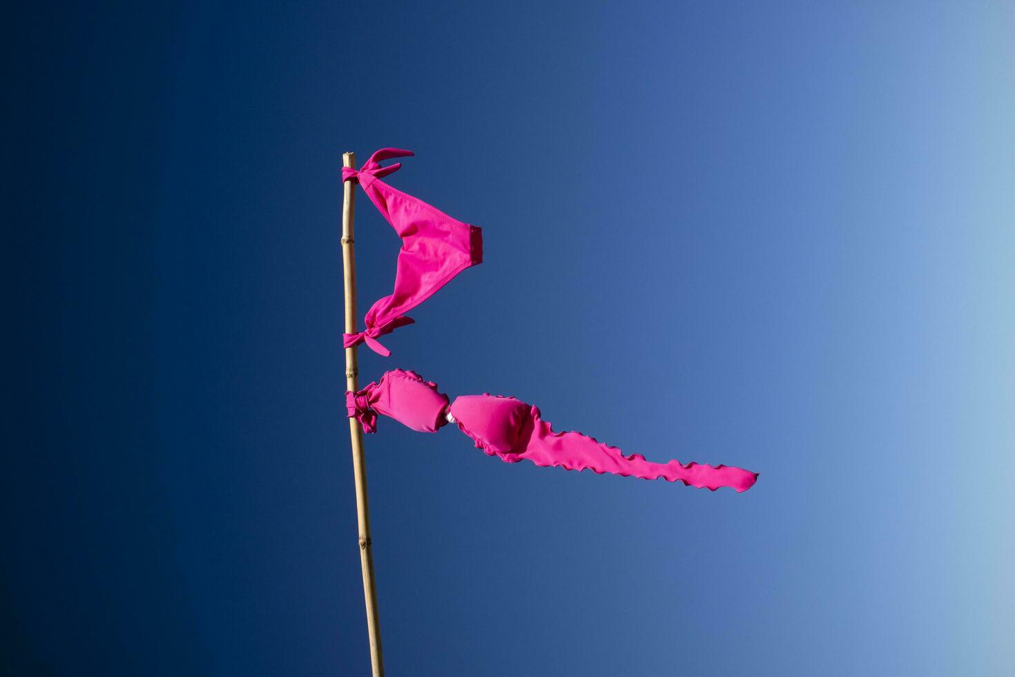 Women's swimsuit to dry in the wind as a flag photo