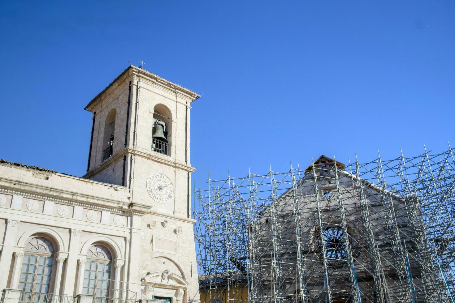 Reconstruction of the city of Norcia Italy photo