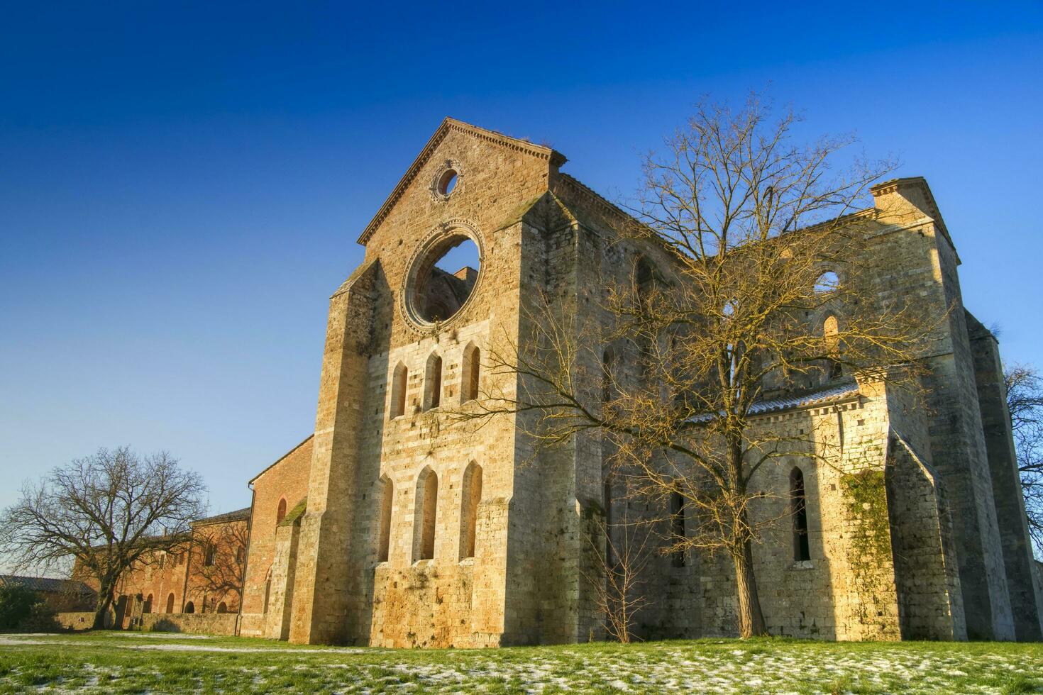 The famous roofless church in San Galgano Tuscany Italy photo