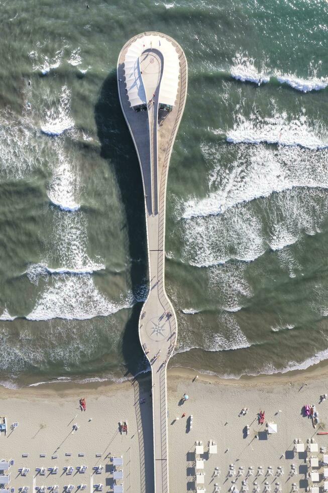 Aerial view of the jetty of Lido di Camaiore Italy photo