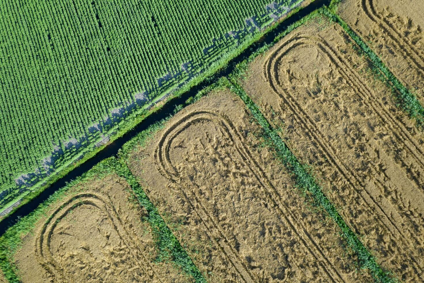 Cultivation of the fields seen from above photo