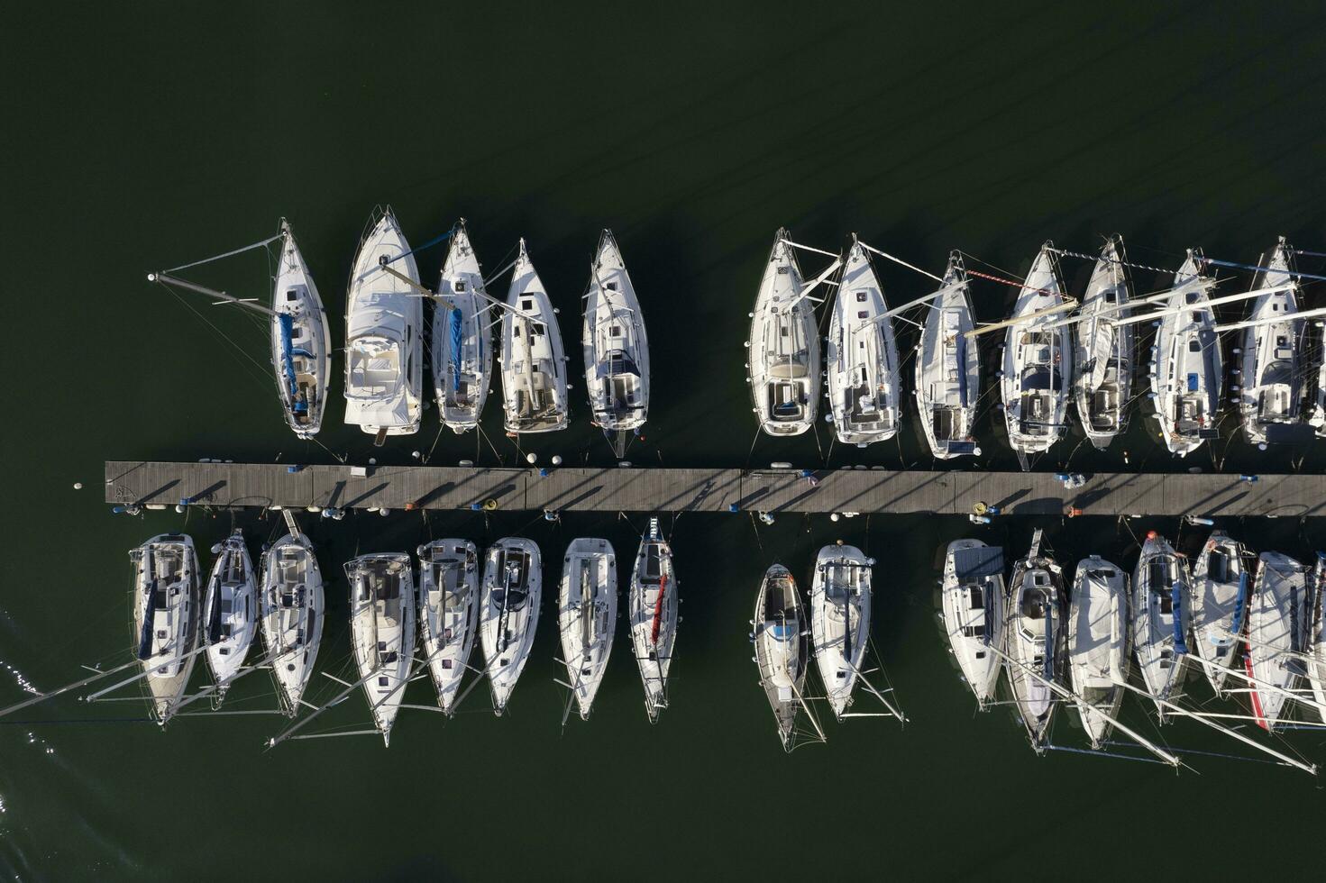 Aerial view of boats moored in the tourist port of Viareggio Italy photo