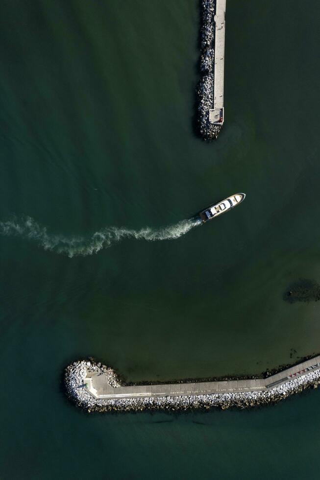 Aerial view of the entrance to the port Viareggio Tuscany Italy photo