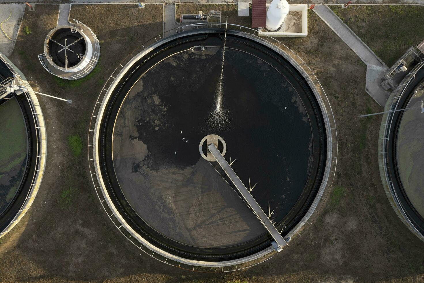 Aerial documentation of city water purification plants photo