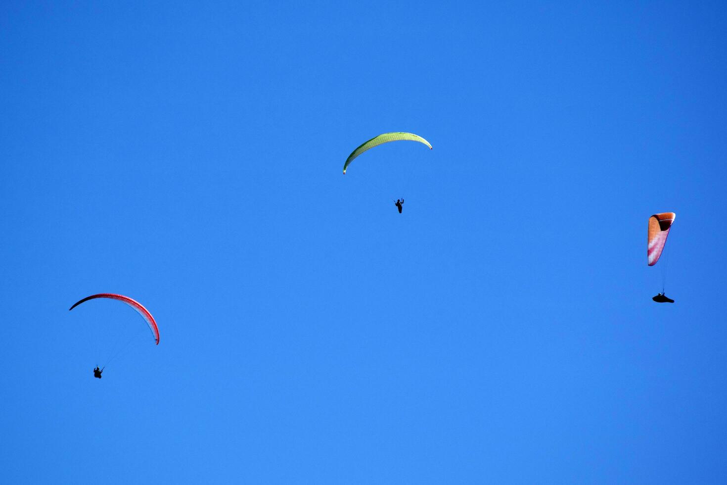 Photo shoot of the flight of a paragliding group