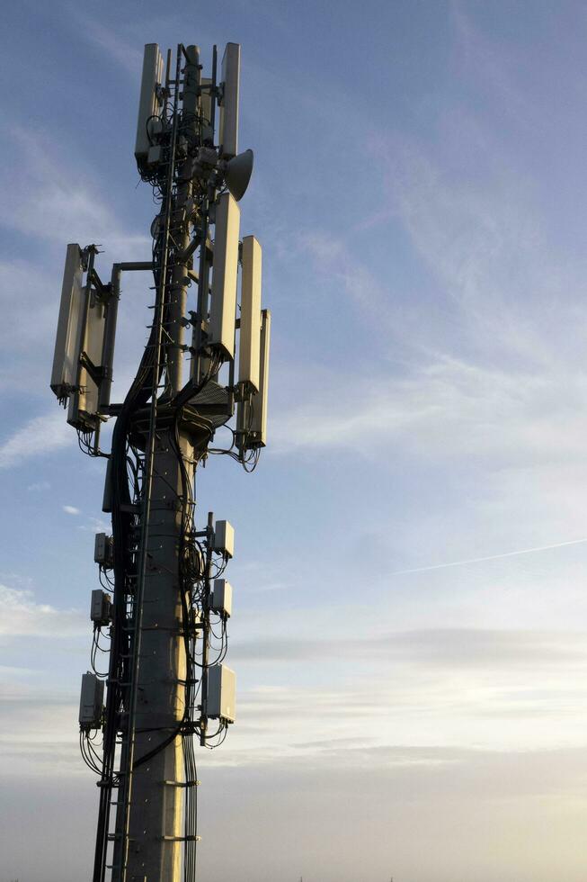 Photo shoot of a telephone repeater in the mountains
