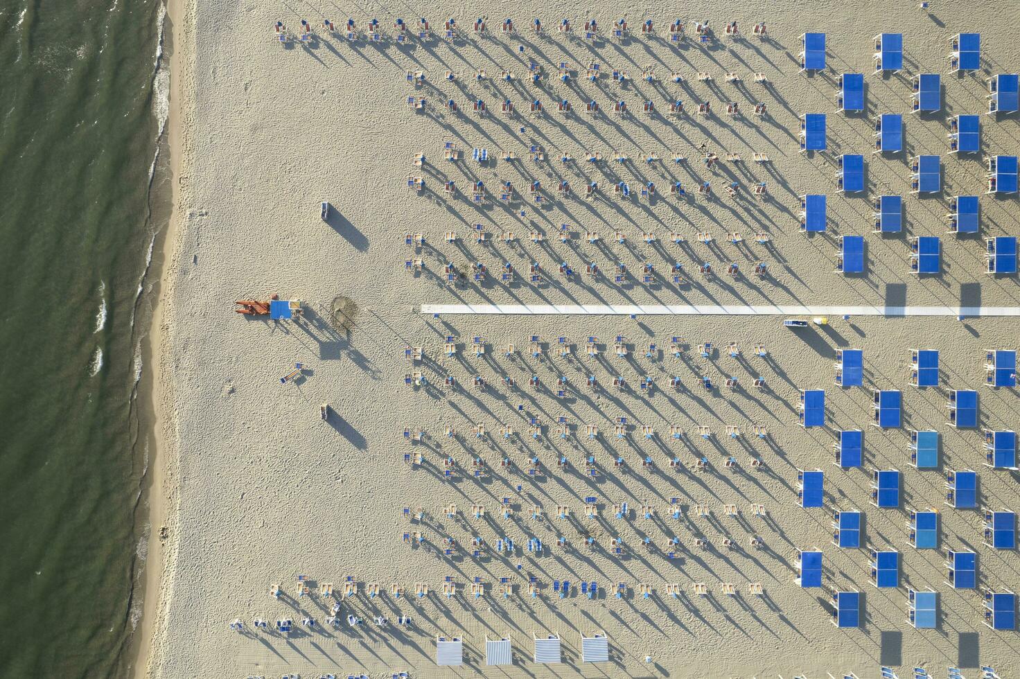 The equipped beach of Versilia seen from above photo