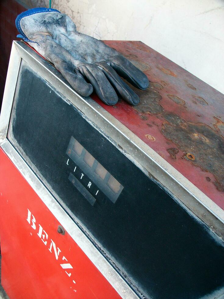 a red and white diesel pump photo