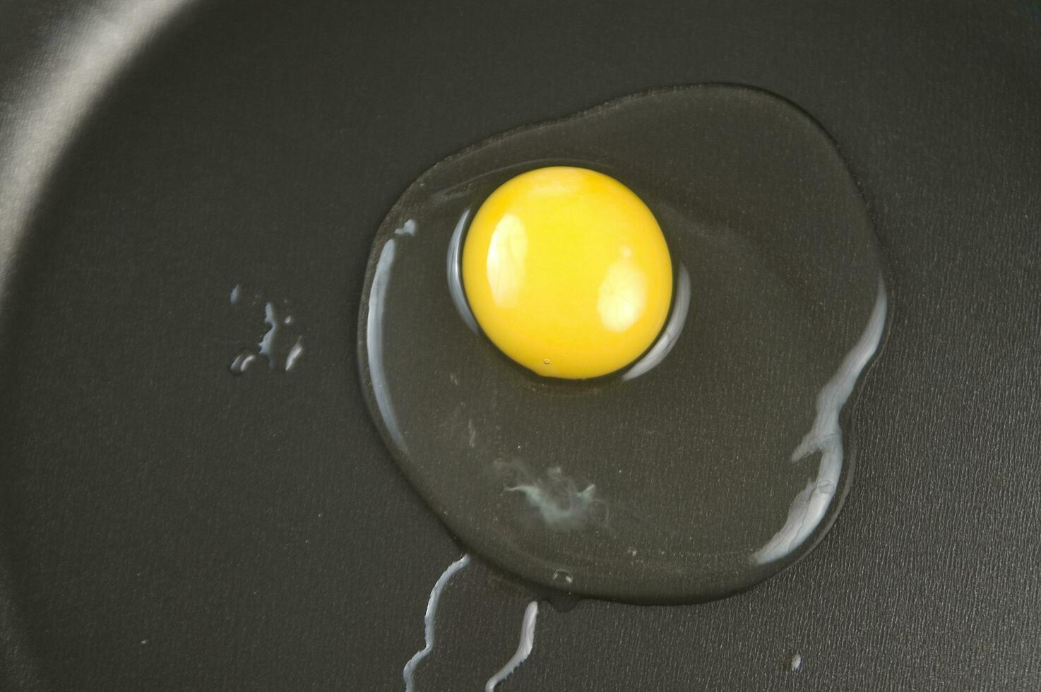 four eggs are being cooked in a frying pan photo