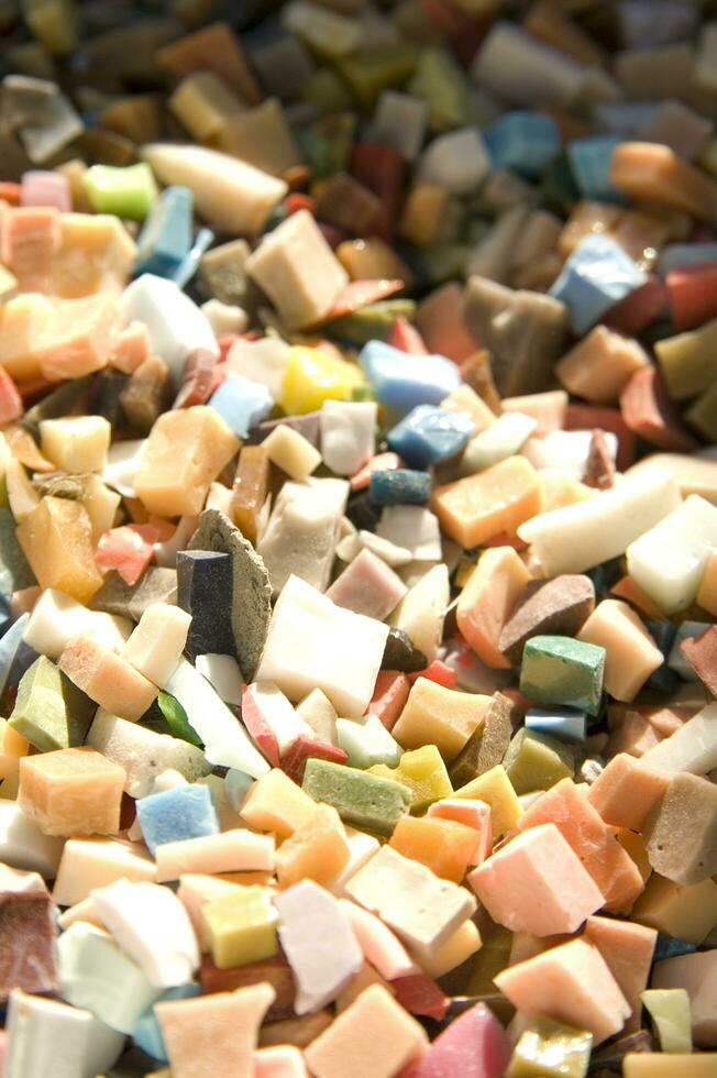 Small pieces of colored glass for the composition of the mosaics photo