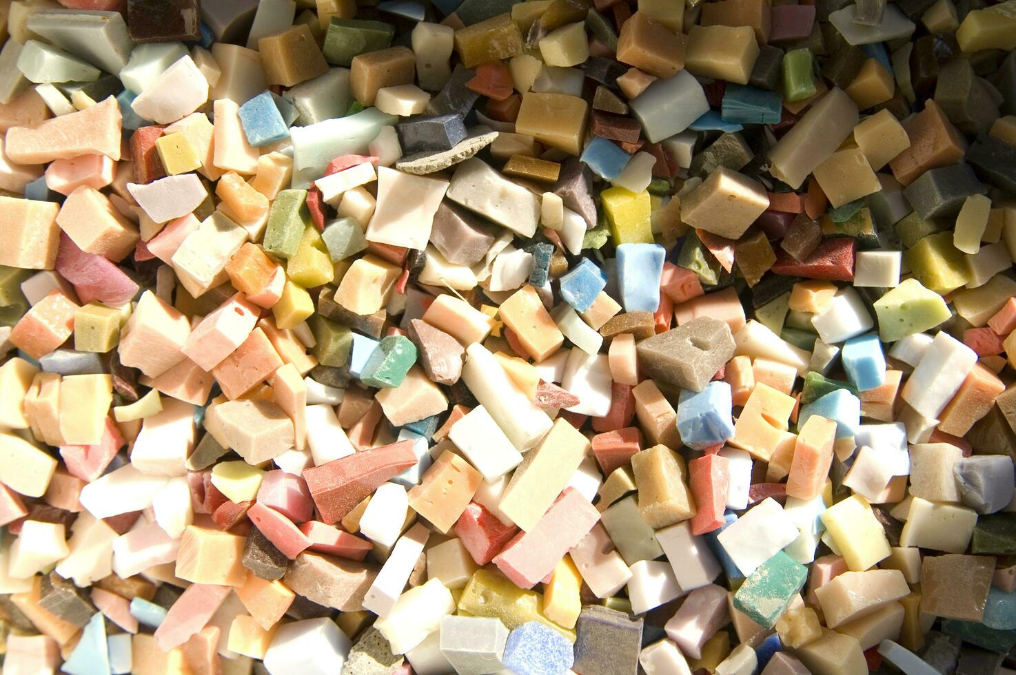 Small pieces of colored glass for the composition of the mosaics photo