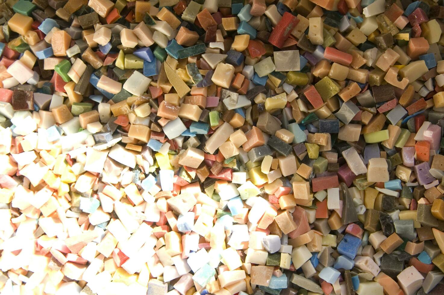 Small pieces of colored glass for the composition of the mosaics photo