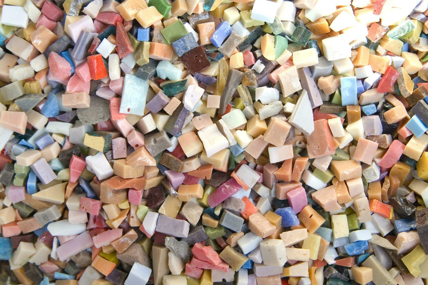 Small pieces of colored glass for the composition of the mosaics photo
