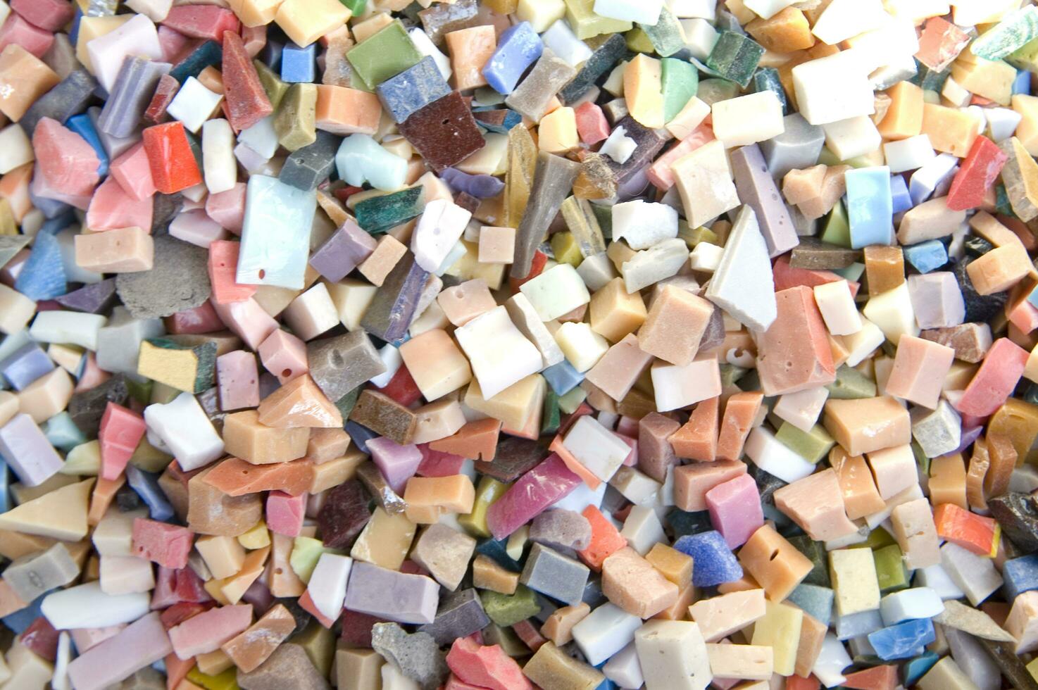 Small pieces of colored glass for the composition of the mosaics photo