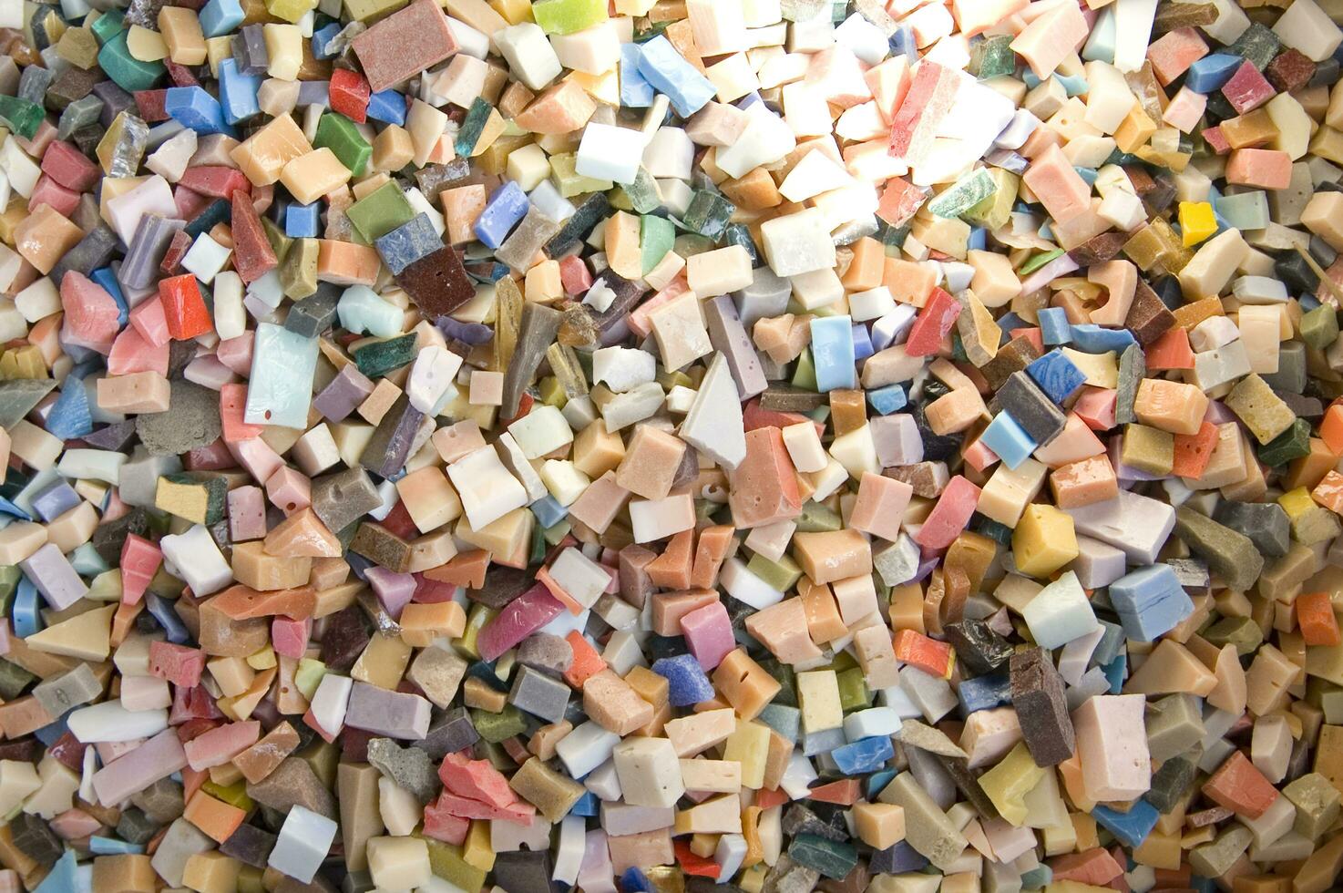 Small pieces of colored glass for the composition of the mosaics photo