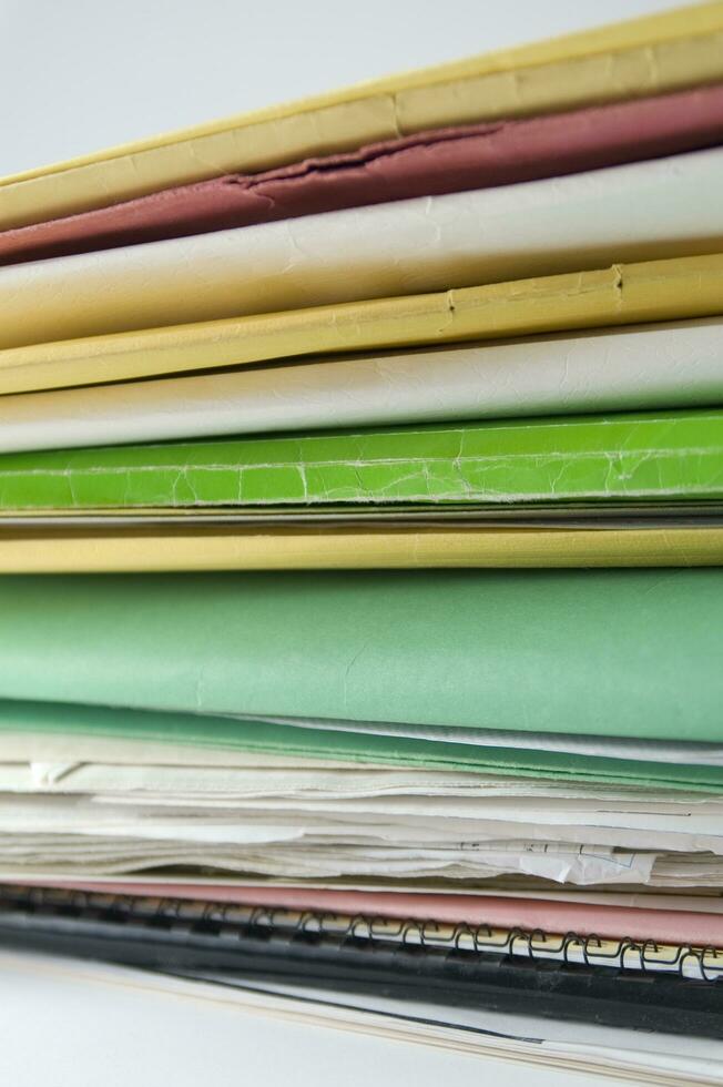 Stack of practices to be processed in the office photo