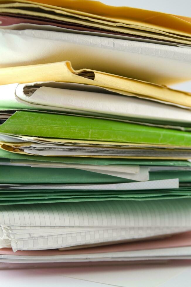 Stack of practices to be processed in the office photo