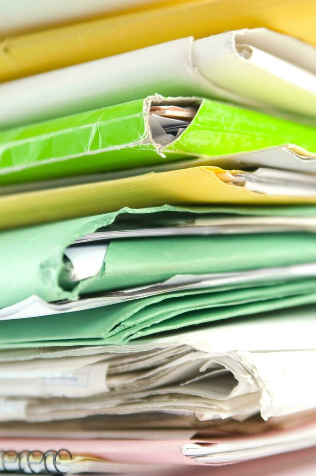 Stack of practices to be processed in the office photo