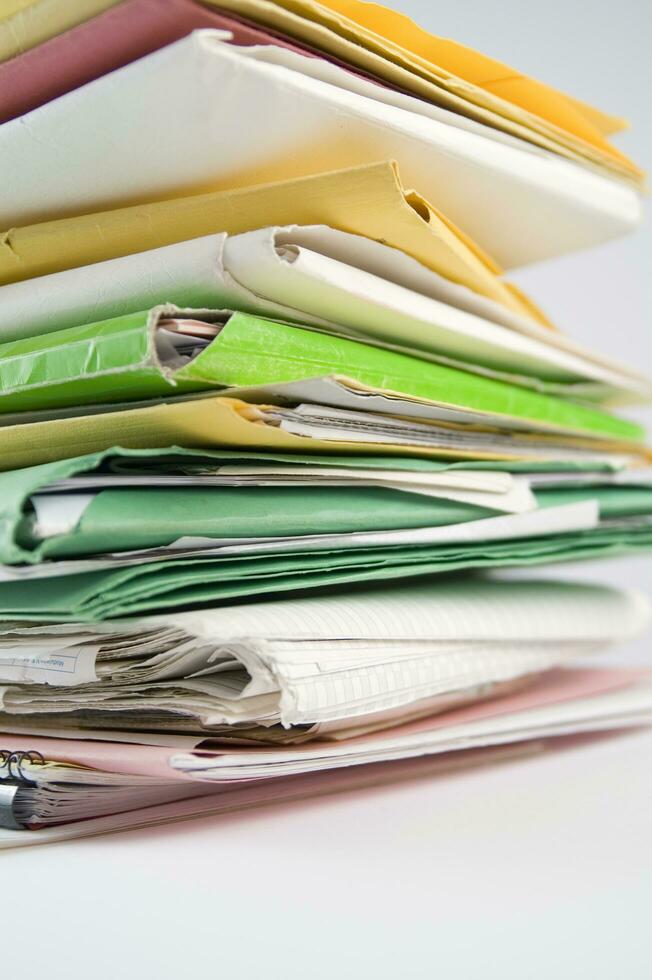 Stack of practices to be processed in the office photo