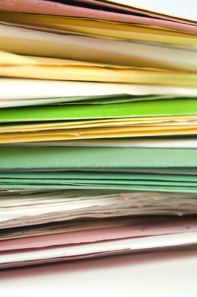 Stack of practices to be processed in the office photo