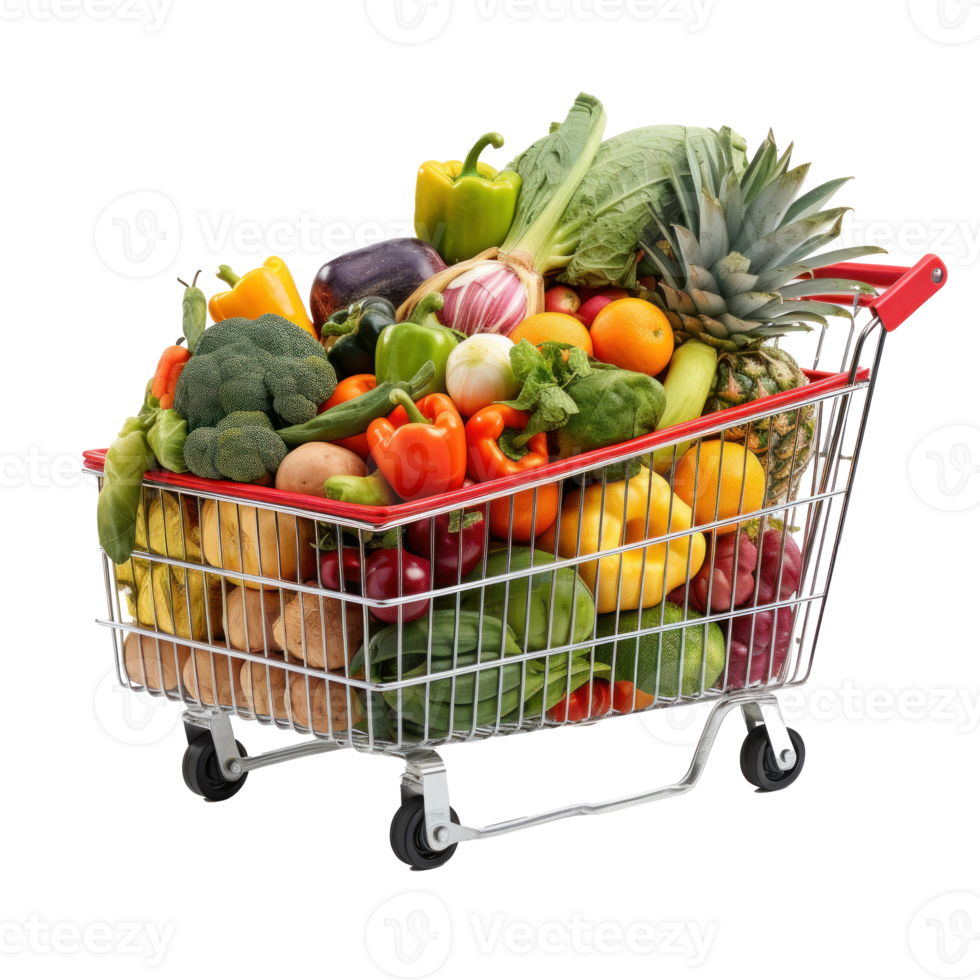Shopping trolley with fruits 27096744 PNG