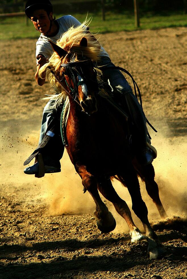 a person riding a horse photo