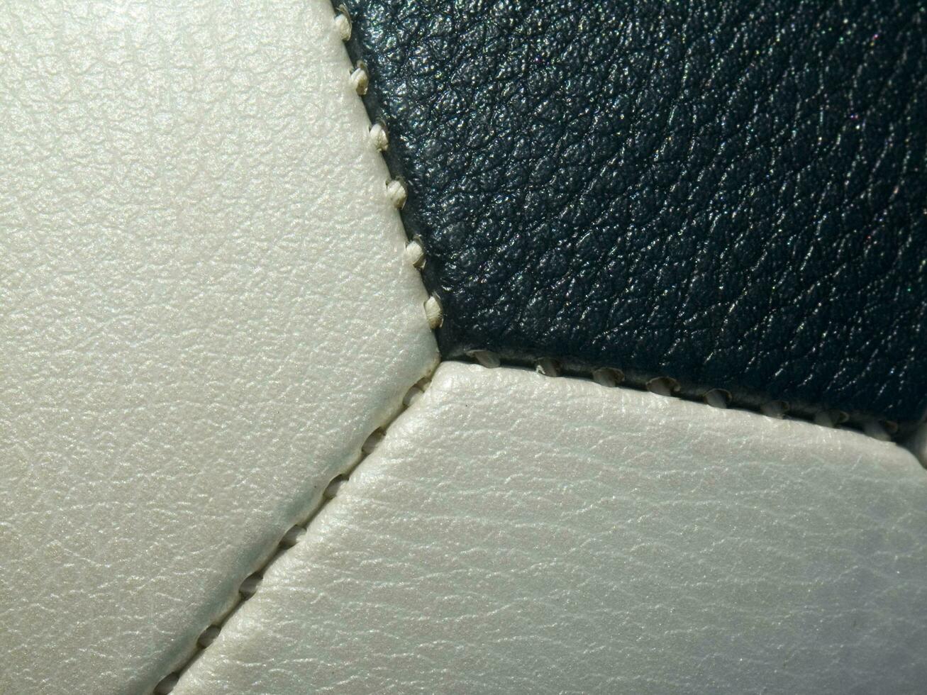 a close up of a soccer ball with leather photo