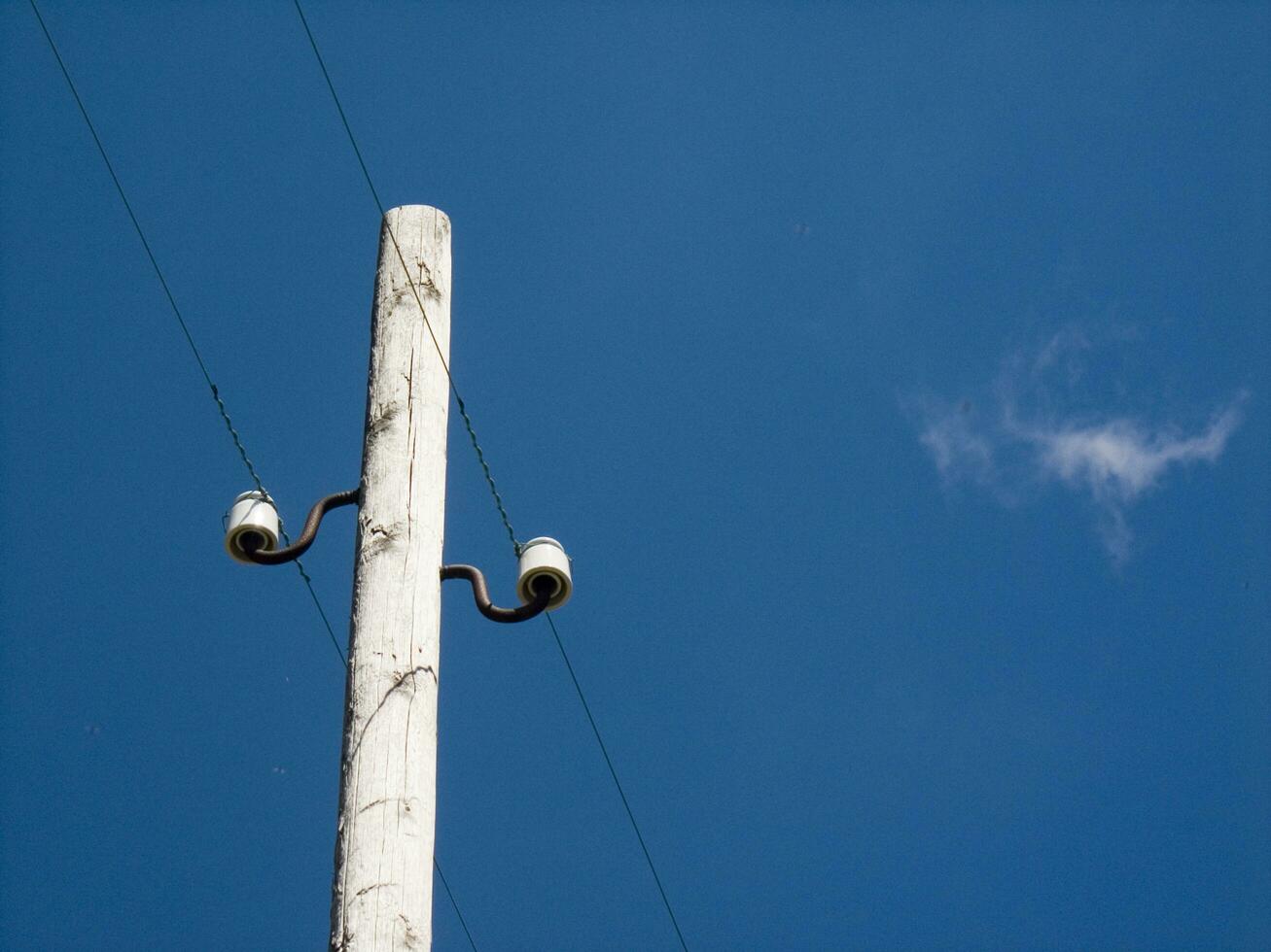 a telephone pole with two lights on it photo