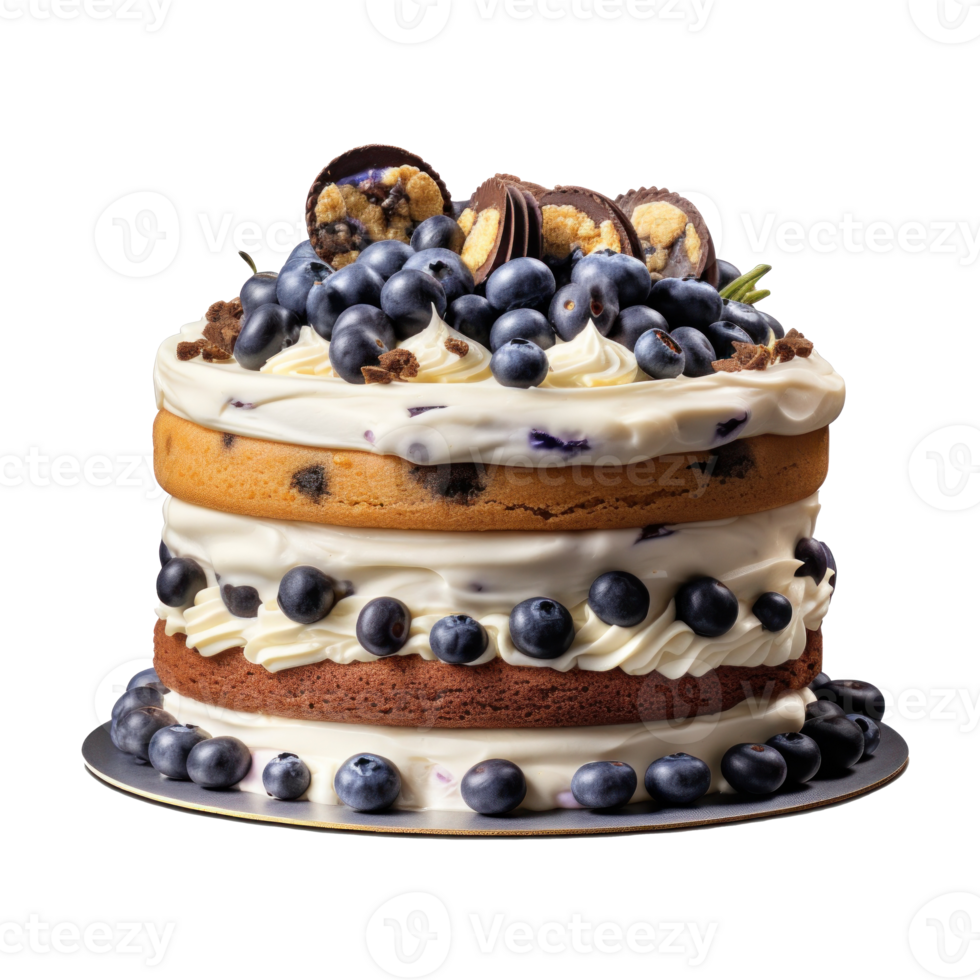Chocolate cake with berries isolated png