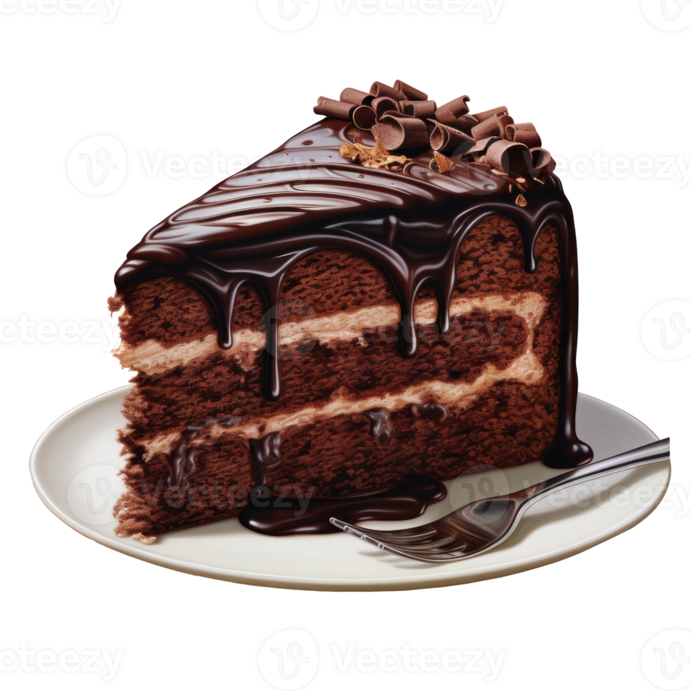 Chocolate cake with berries isolated png