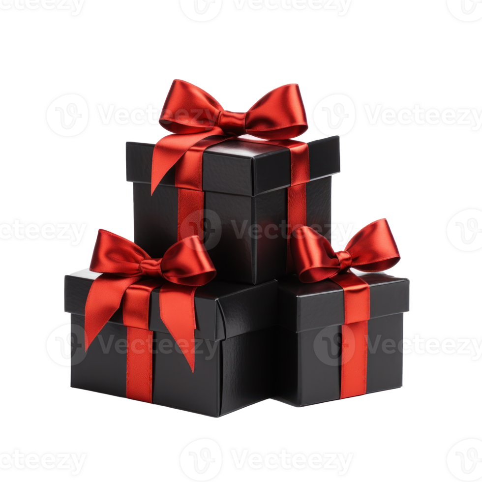 Black gift boxes isolated. png