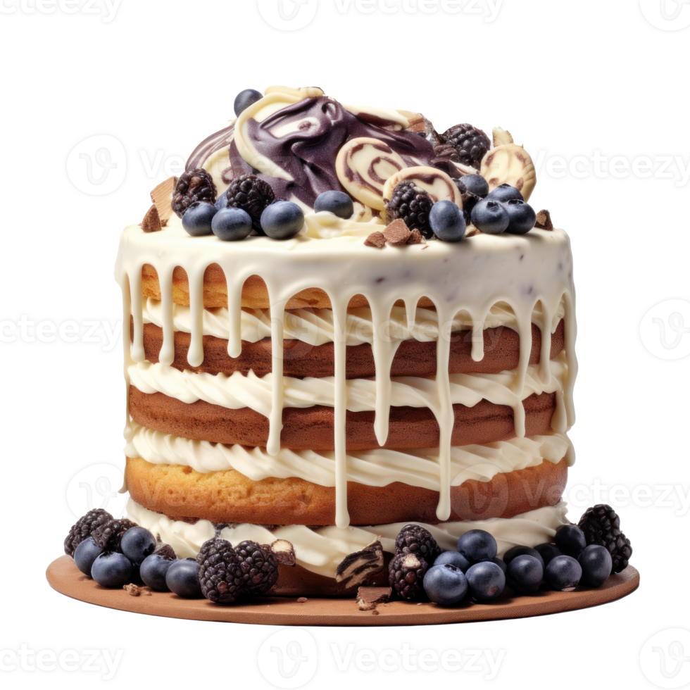 Chocolate cake with berries isolated png