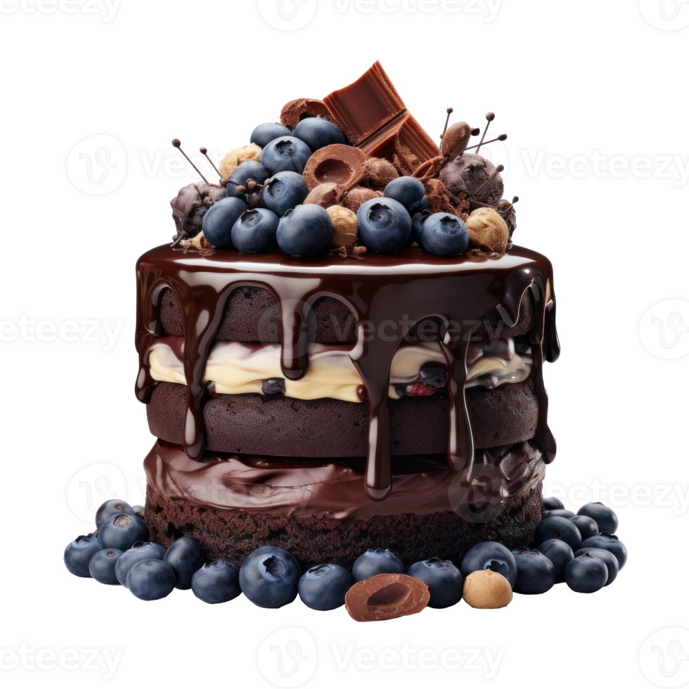 cioccolato torta con frutti di bosco isolato png