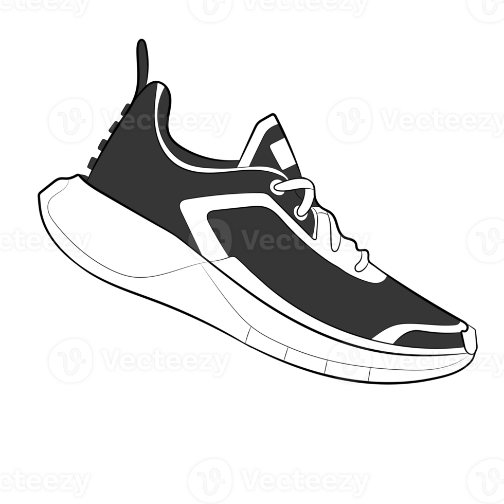 Black Sneaker Design Side View Shoes Pair png